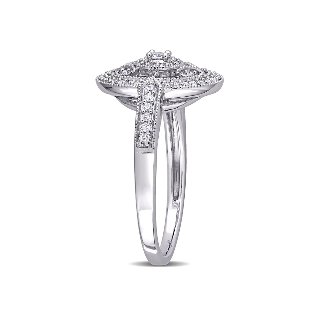 1/4 Carat (ctw) Diamond Oval Halo Ring in Sterling Silver Image 2