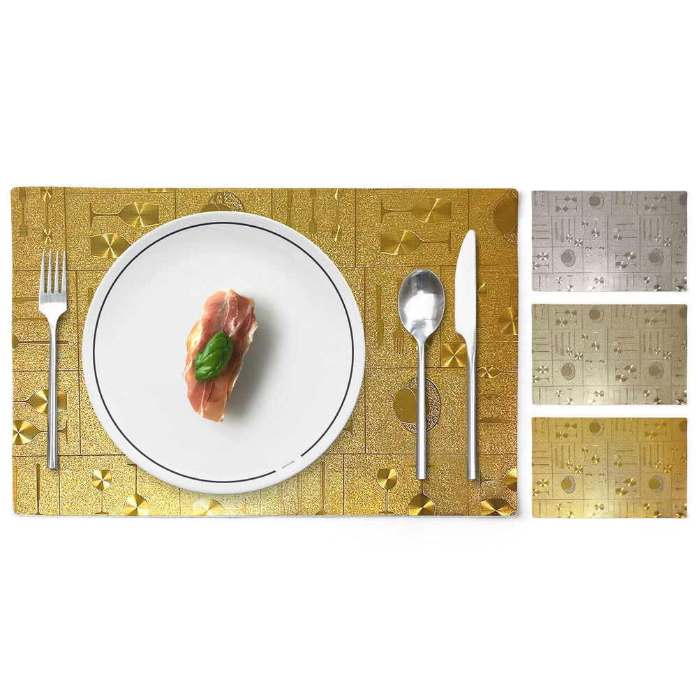 4-Piece: Non-Slip Heat Resistant Metallic Rectangular Place Mats for Dining Table 12 x 18" Image 2