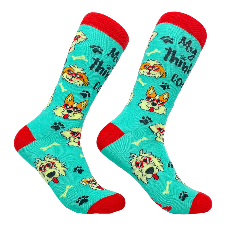 Womens My Dog Thinks Im Cool Socks Funny Pet Lover Novelty Cute Graphic Image 1