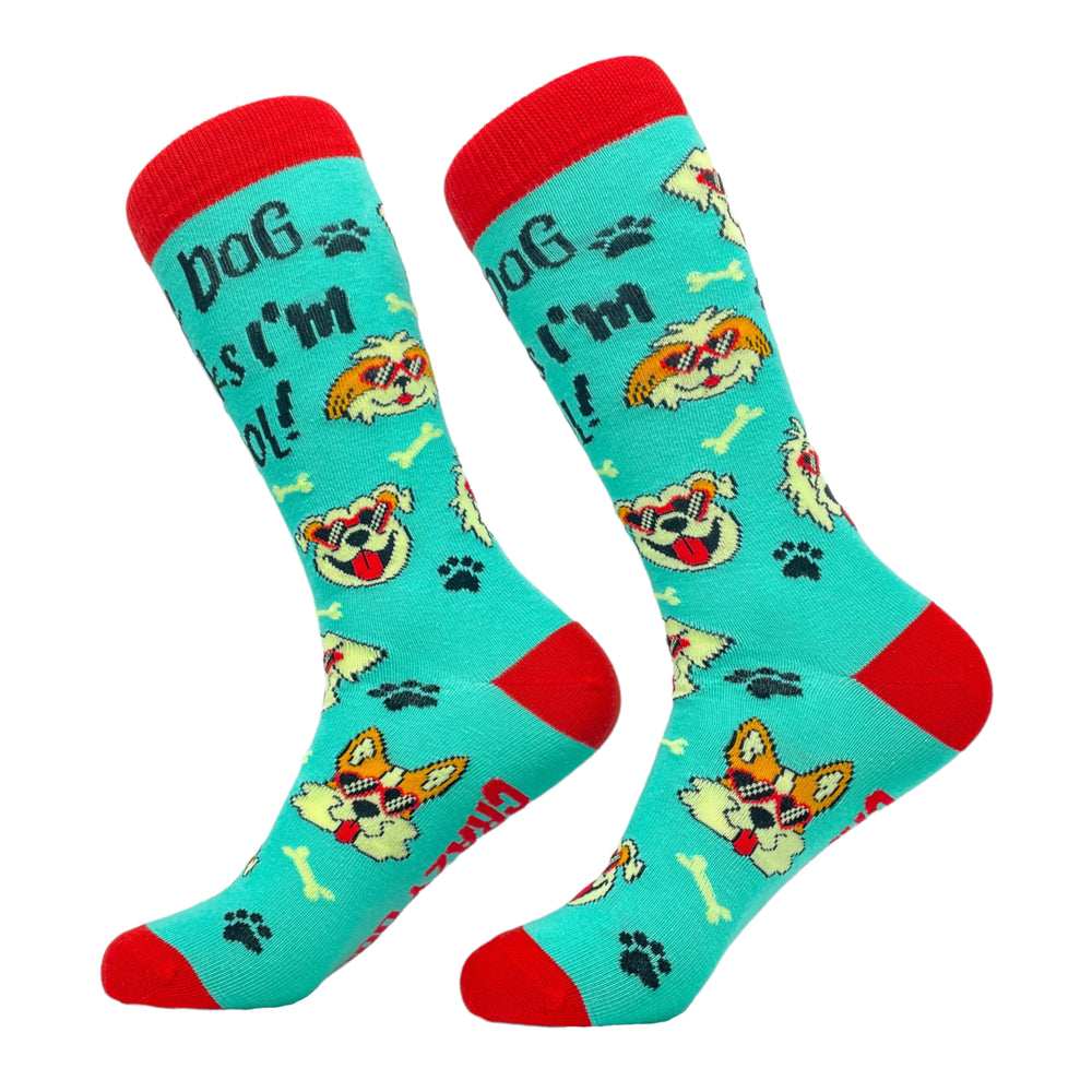 Womens My Dog Thinks Im Cool Socks Funny Pet Lover Novelty Cute Graphic Image 2