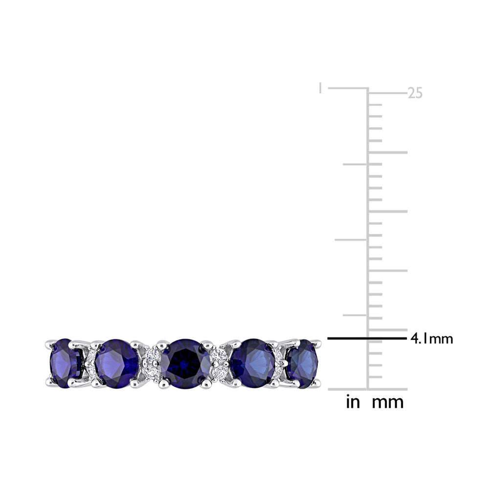 1.62 Carat (ctw) Lab-Created Blue and White Sapphire Ring Band in Sterling Silver Image 2