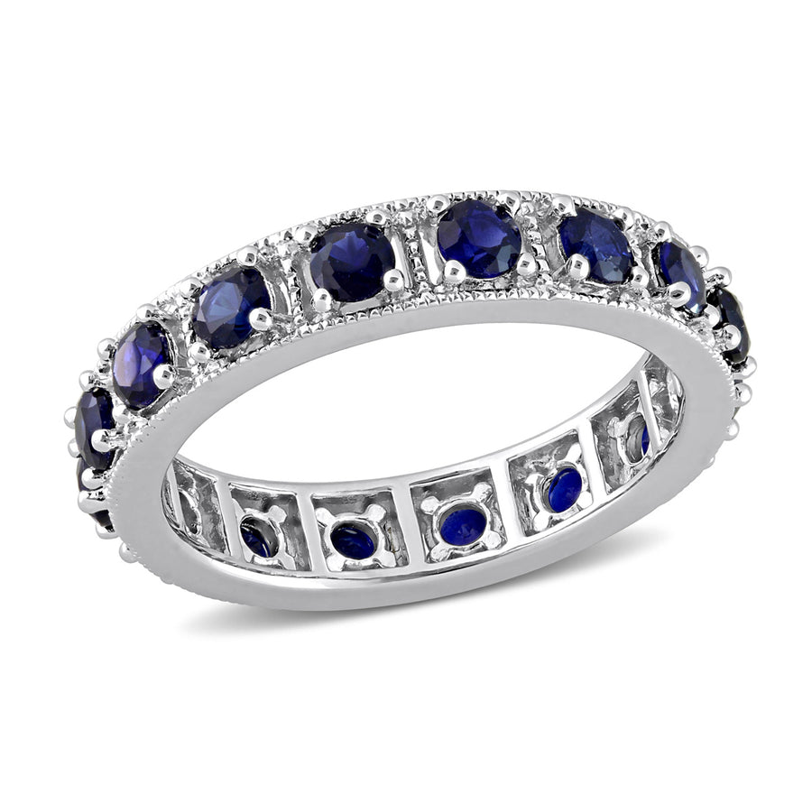 1.92 Carat (ctw) Lab-Created Blue Sapphire Eternity Band Ring in Sterling Silver Image 1