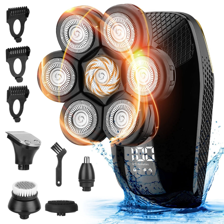 5 In 1 Electric Rotary Razor for Bald Men Rechargeable Cordless Head Beard Trimmer Shaver Kit IPX6 Waterproof Image 1