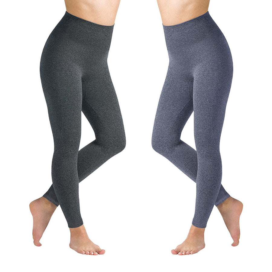 Multi-Pack High-Waisted Fleece Lined Marled Leggings - Regular and Plus Size Image 1