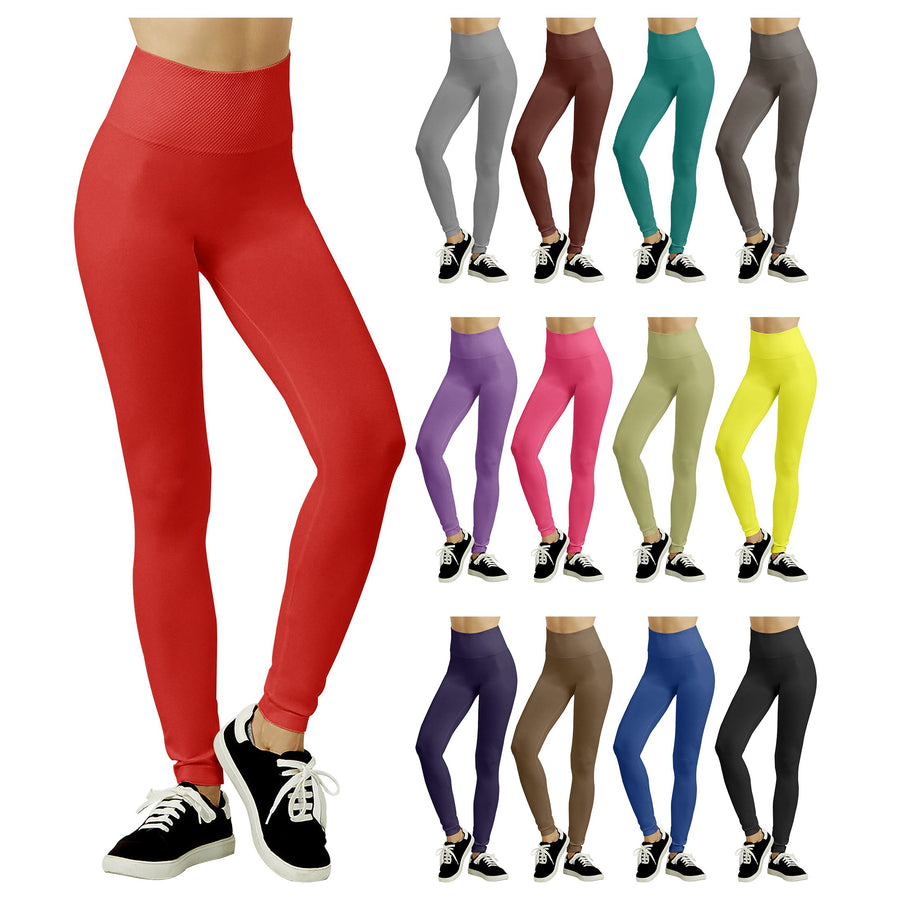 Womens Tummy Control Textured High Waist Workout Yoga Pants Leggings Image 1