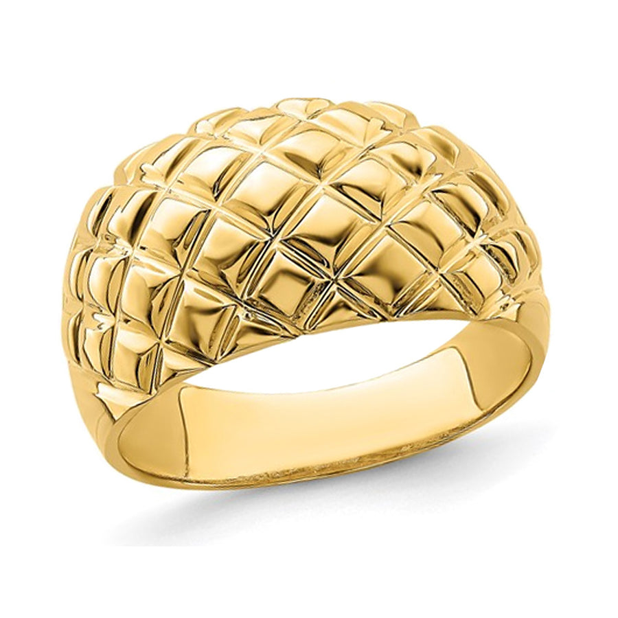 14K Yellow Gold Polished Basket Weave Pattern Ring (SIZE 7) Image 1