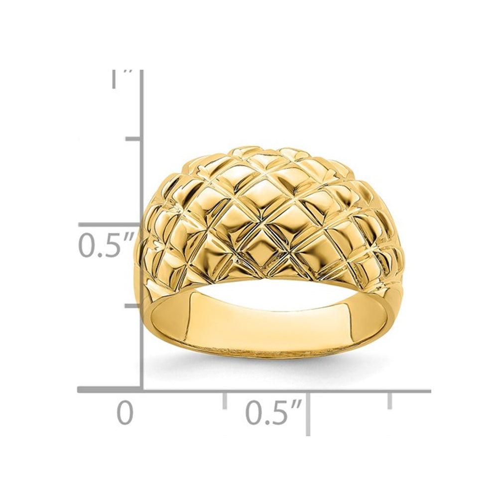 14K Yellow Gold Polished Basket Weave Pattern Ring (SIZE 7) Image 2
