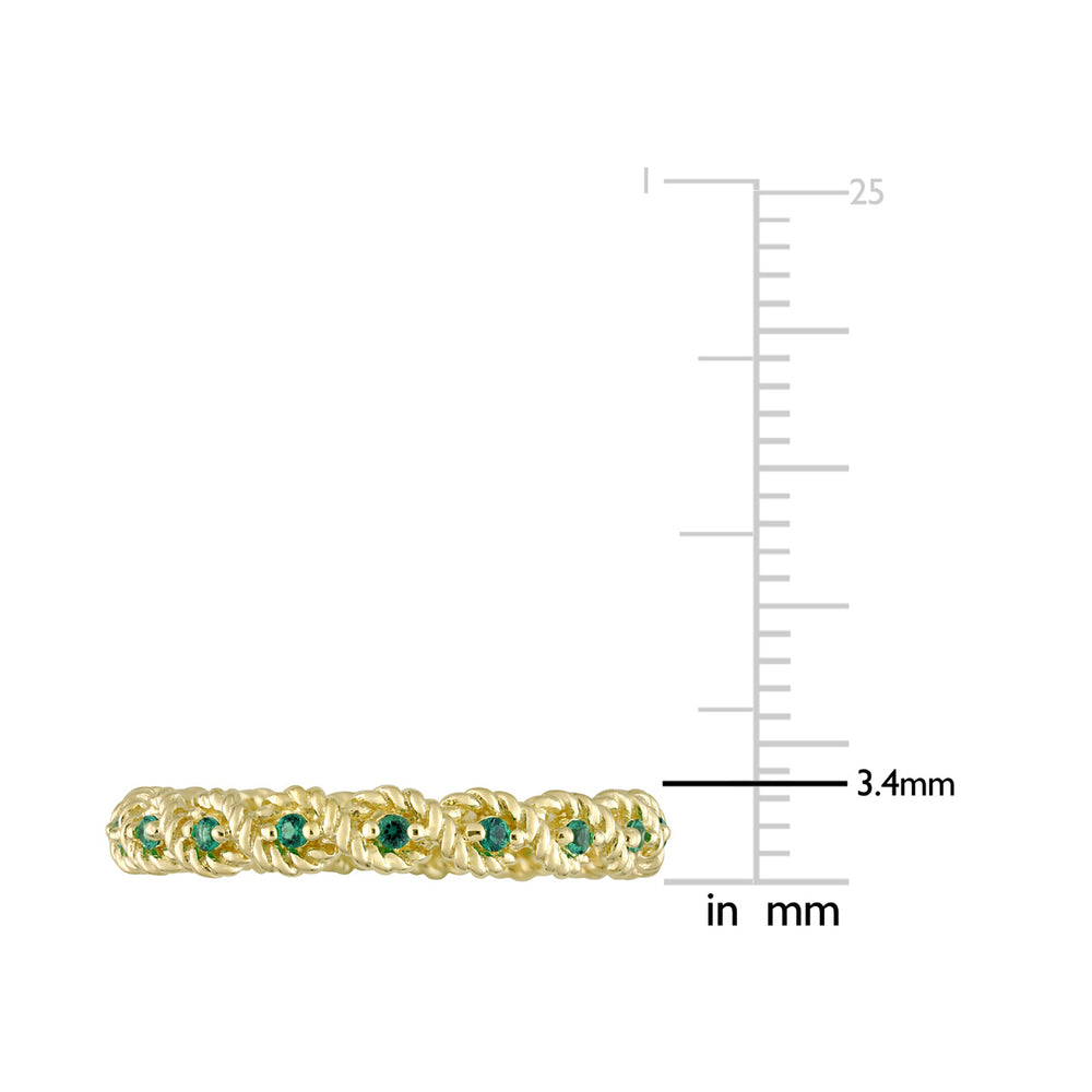 1/6 Carat (ctw) Lab-Created Emerald Eternity Band Ring in 10K Yellow Gold Image 2
