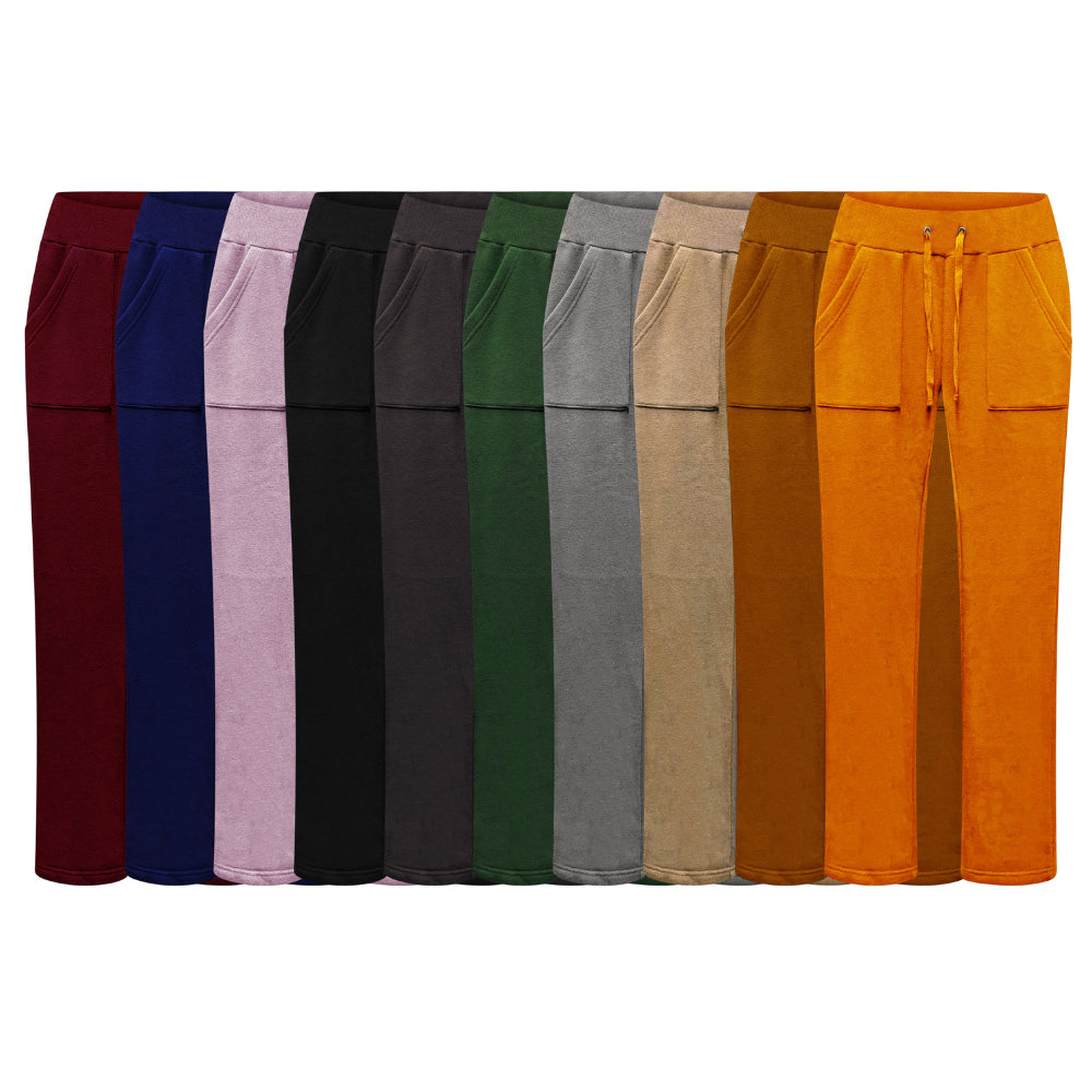 Womens Soft Fleece Lined Elastic Waistband Pants with Pockets Image 2