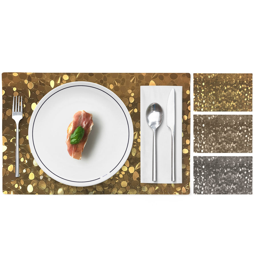 4-Pack: Non-Slip Heat Resistant Metallic Rectangular Place Mats for Dining Table 12 x 18" Image 1