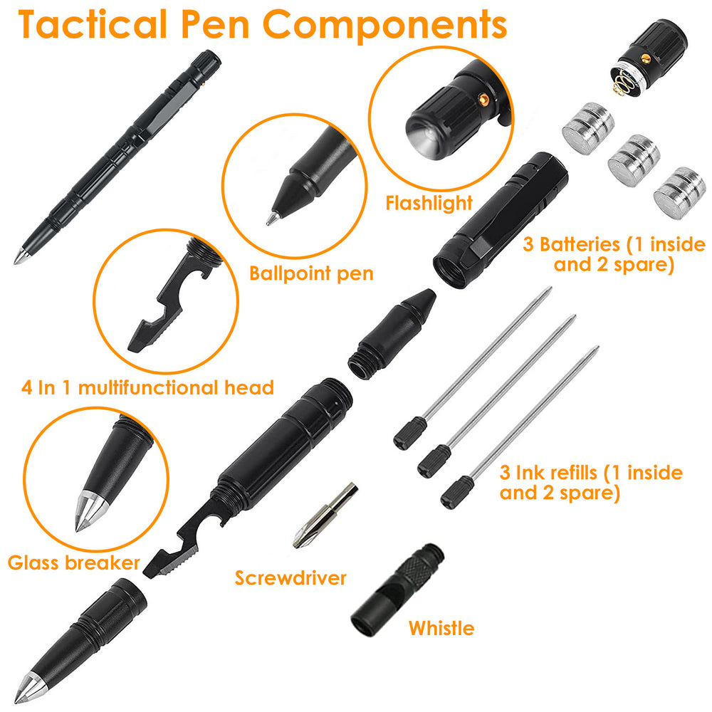 11 In 1 Tactical Pen Gear Set Multi-tool Survival Pen Set Cool Gadget Gift for Men EDC Glass Breaker LED Flashlight Image 2