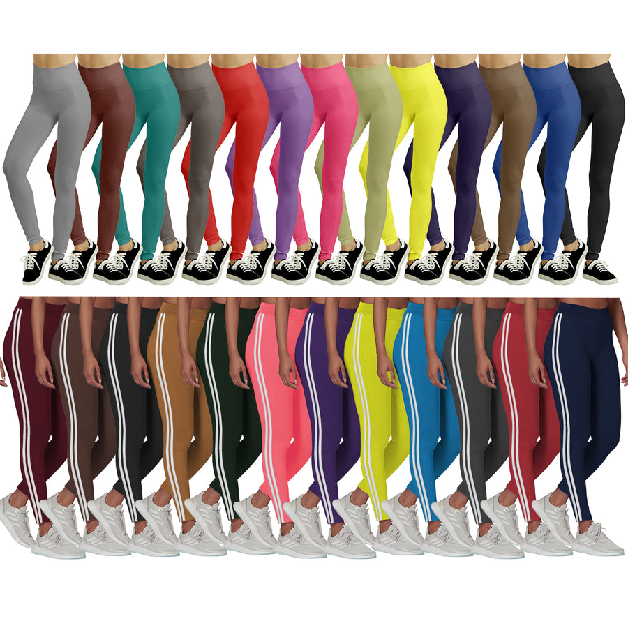 5-Pack Womens Fleece-Lined High Waisted Workout Yoga Leggings Image 1
