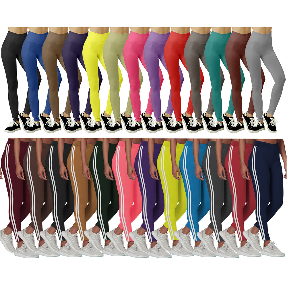 5-Pack Womens Fleece-Lined High Waisted Workout Yoga Leggings Image 2