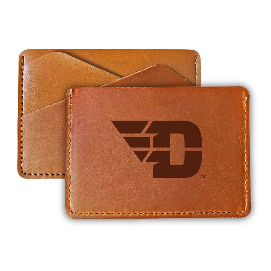 Elegant Dayton Flyers Leather Card Holder Wallet - Slim ProfileEngraved Design Image 1