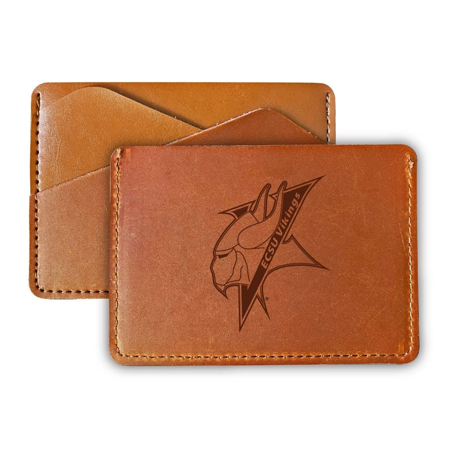 Elegant Elizabeth City State University Leather Card Holder Wallet - Slim ProfileEngraved Design Image 1