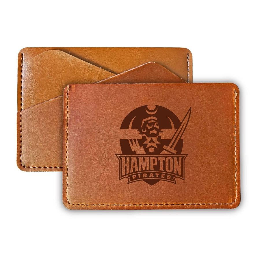 Elegant Hampton University Leather Card Holder Wallet - Slim ProfileEngraved Design Image 1