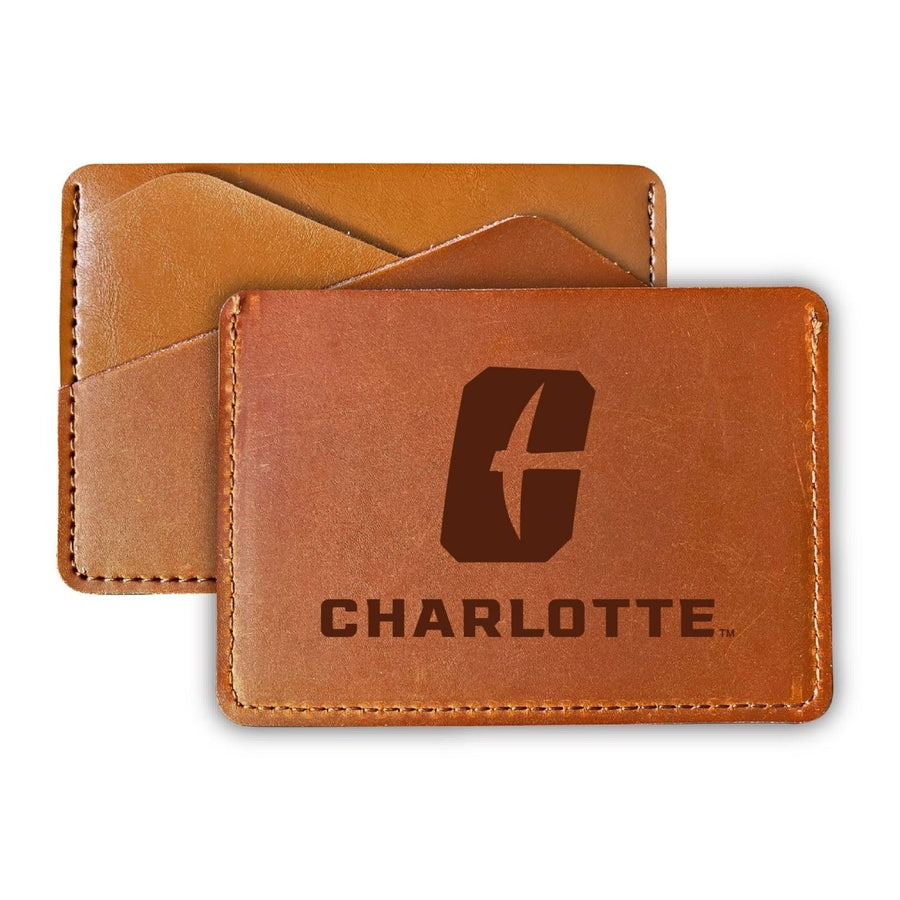 Elegant North Carolina Charlotte Forty-Niners Leather Card Holder Wallet - Slim ProfileEngraved Design Image 1