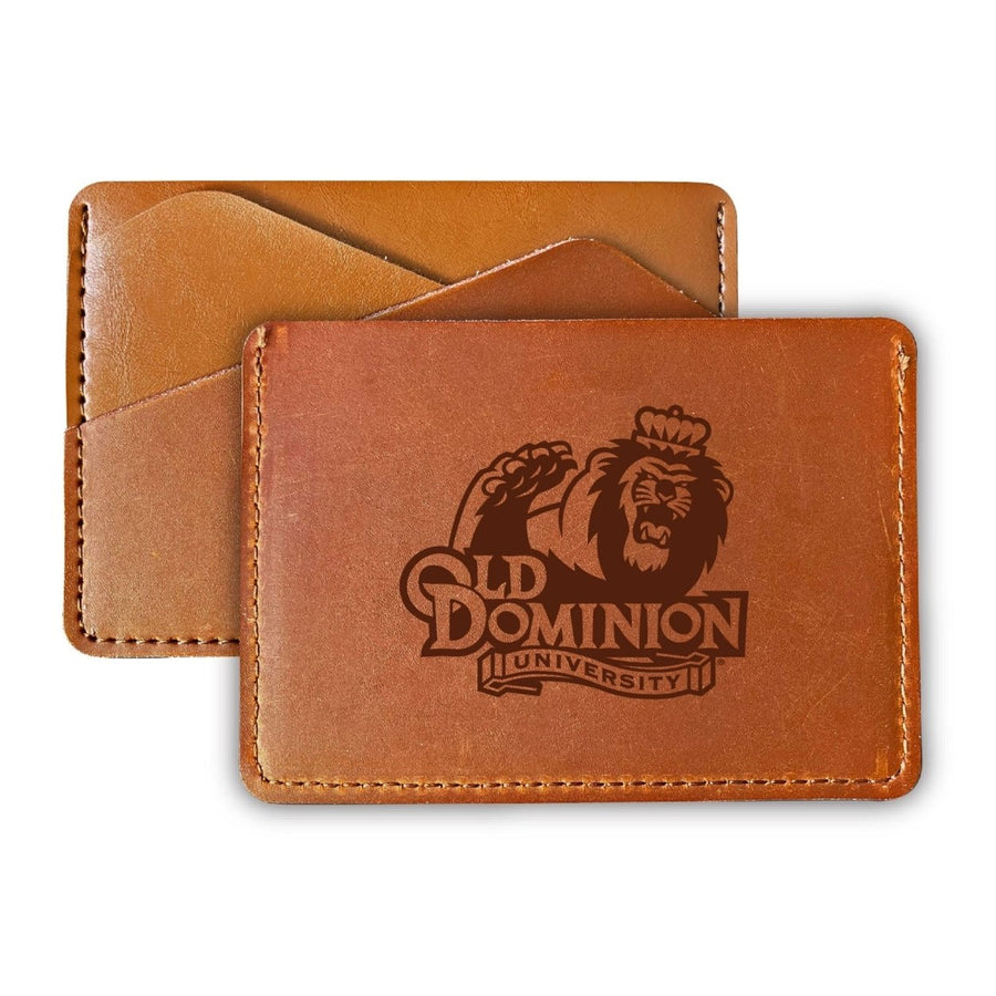 Elegant Old Dominion Monarchs Leather Card Holder Wallet - Slim ProfileEngraved Design Image 1