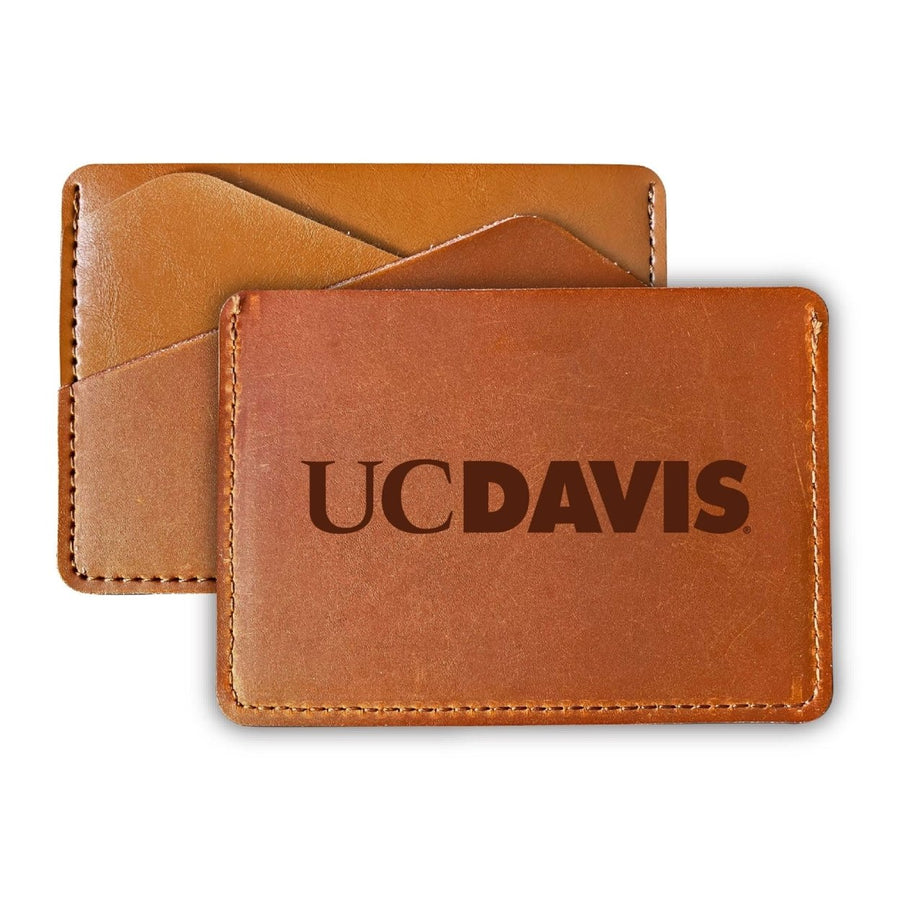 Elegant UC Davis Aggies Leather Card Holder Wallet - Slim ProfileEngraved Design Image 1