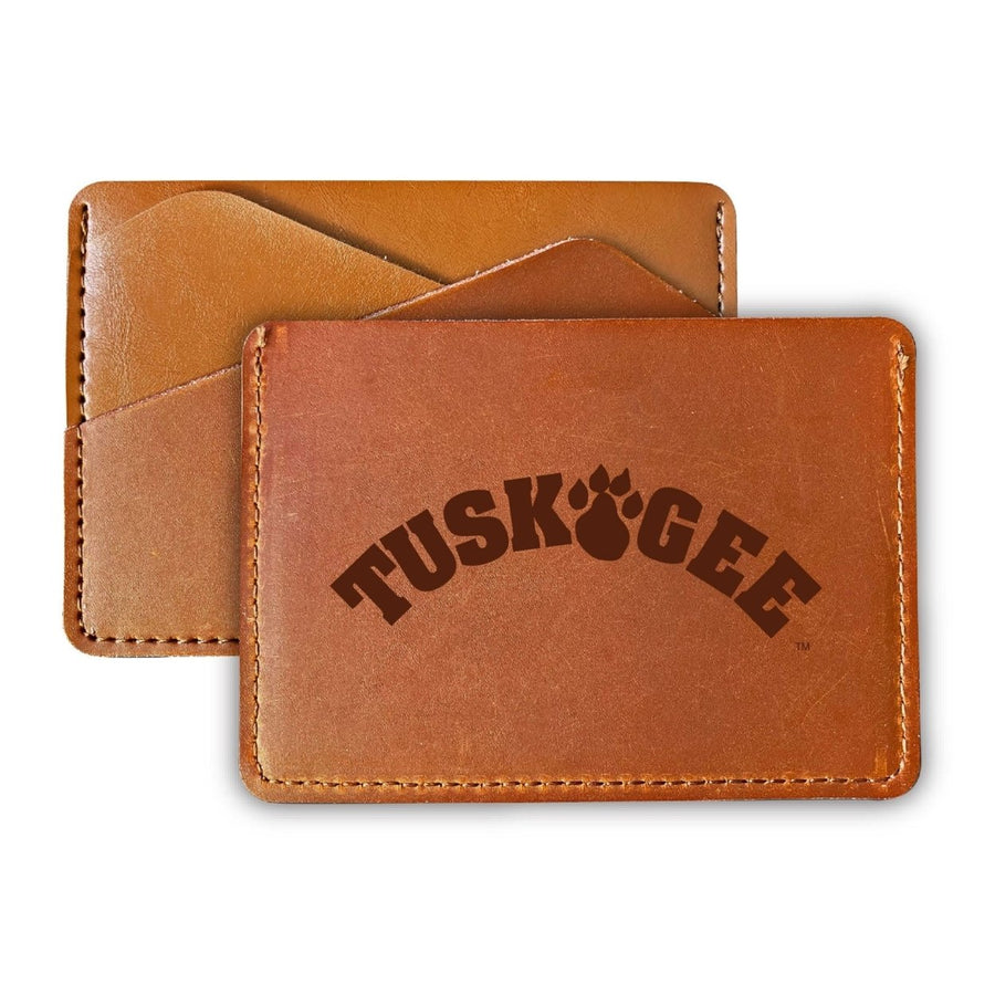 Elegant Tuskegee University Leather Card Holder Wallet - Slim ProfileEngraved Design Image 1