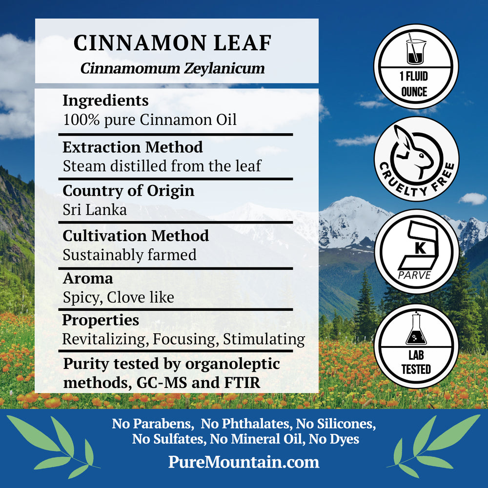 Cinnamon Leaf Essential Oil - Full 1oz (30 ml) Bottle - Premium Quality 100% Pure and Kosher Certified Cinnamomum Image 2