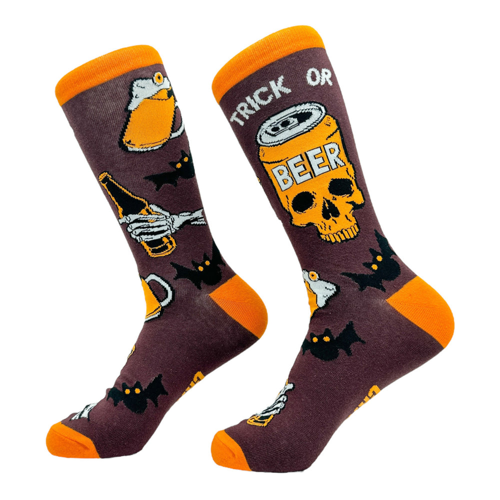 Mens Trick Or Beer Socks Funny Spooky Halloween Beer Drinking Lovers Footwear Image 2