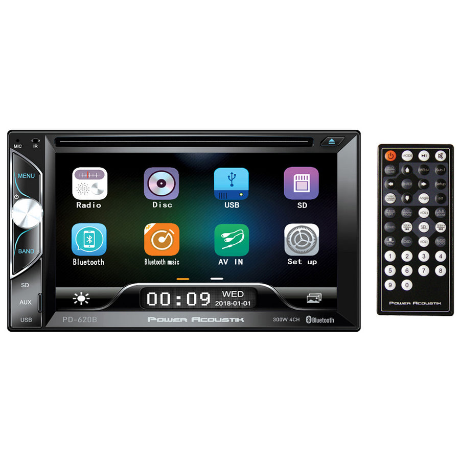 Power Acoustik PD-620HB Double DIN DVDCD/MP3FM/AM Car Stereo with Bluetooth Connectivity Image 1