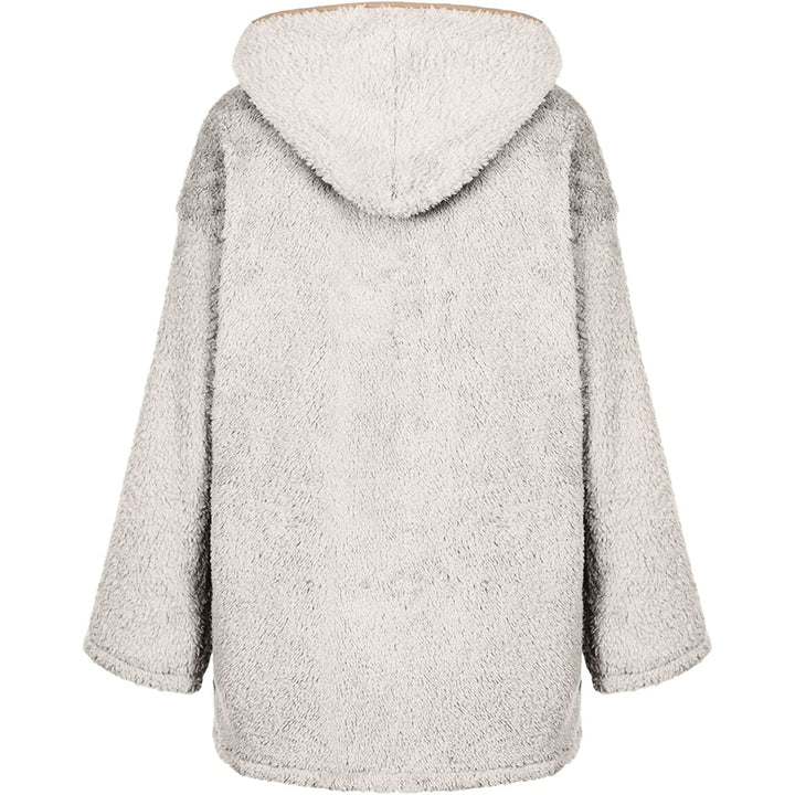 Womens Winter Coats Plus Size Fleece Jacket Long Sleeve Hooded Cardigan Sweatshirts Open Front Lapel Outerwears Image 2