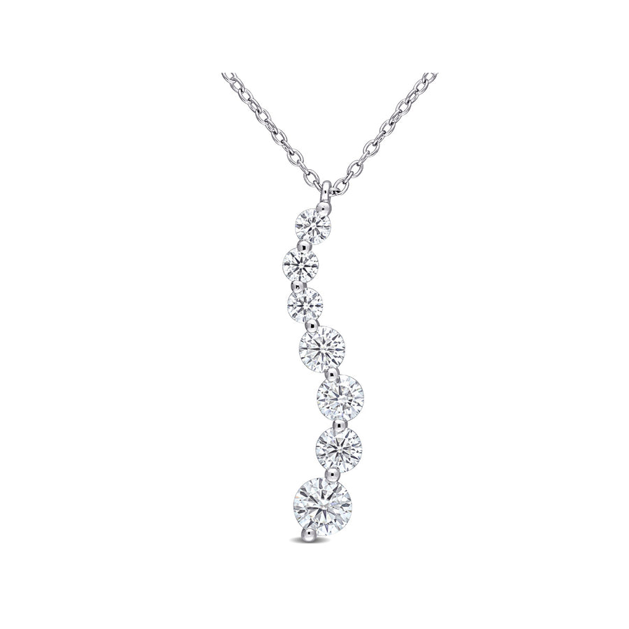 1.40 Carat (ctw) Lab-Created Moissanite Journey Pendant Necklace in Sterling Silver with Chain Image 1