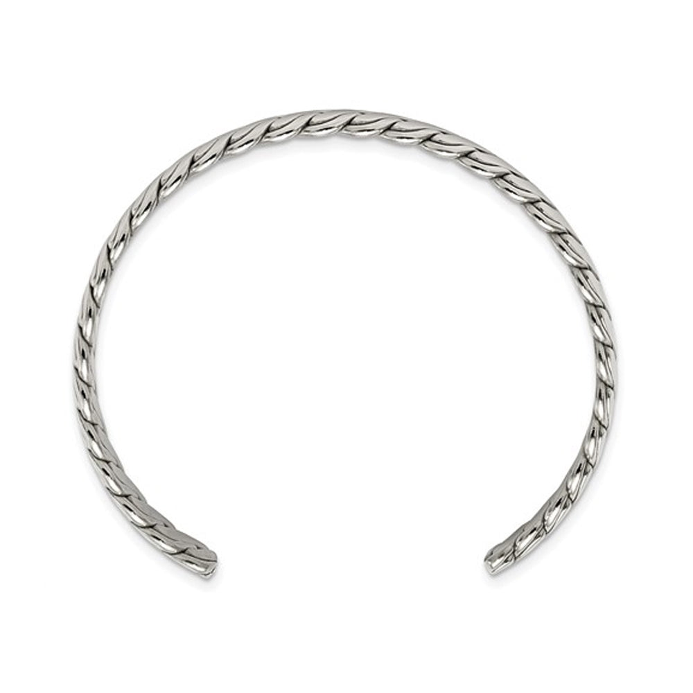 Stainless Steel Polished Twisted Cuff Bangle Bracelet Image 2