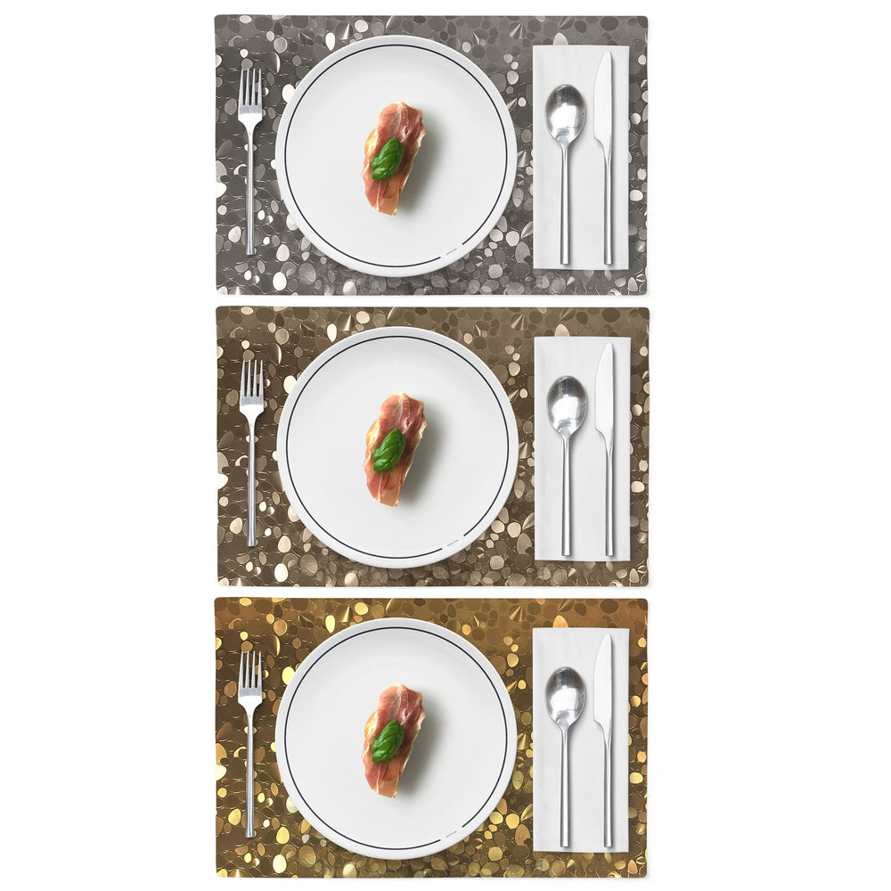 Non-Slip Heat Resistant Metallic Rectangular Place Mats for Dining Table 12 x 18" Image 2