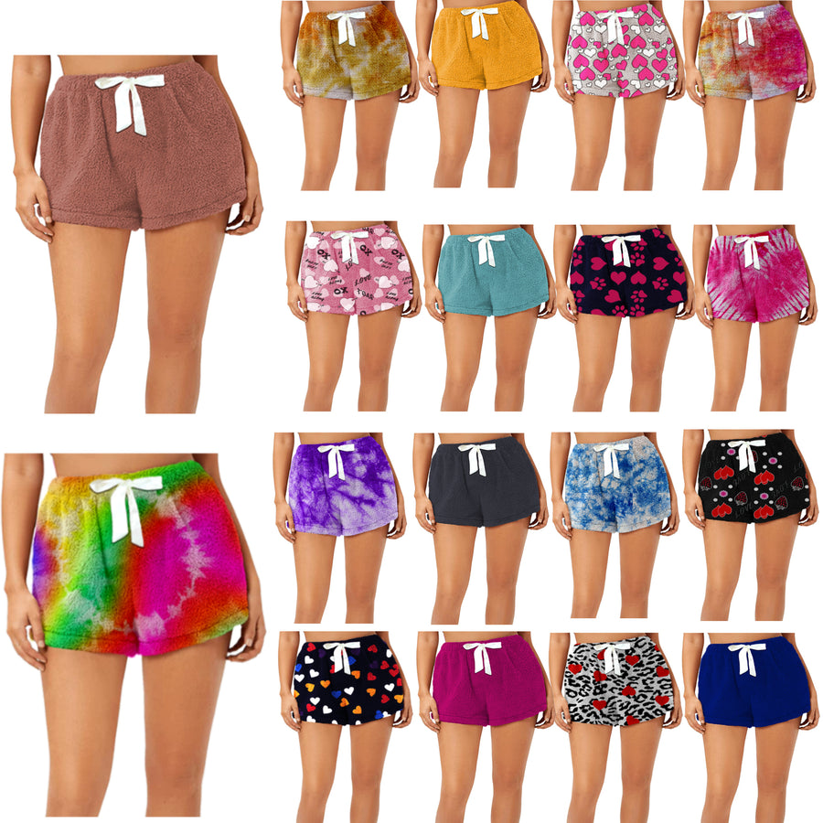 2-Pack: Womens Super Soft Micro Fleece Ultra Plush Pajama Shorts Image 1