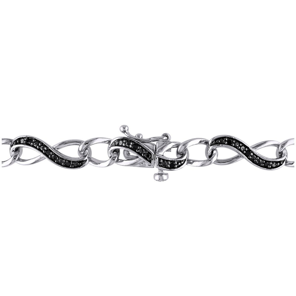 1/4 Carat (ctw) Black Diamond Tennis Infinity Bracelet in Sterling Silver (7 Inches) Image 2