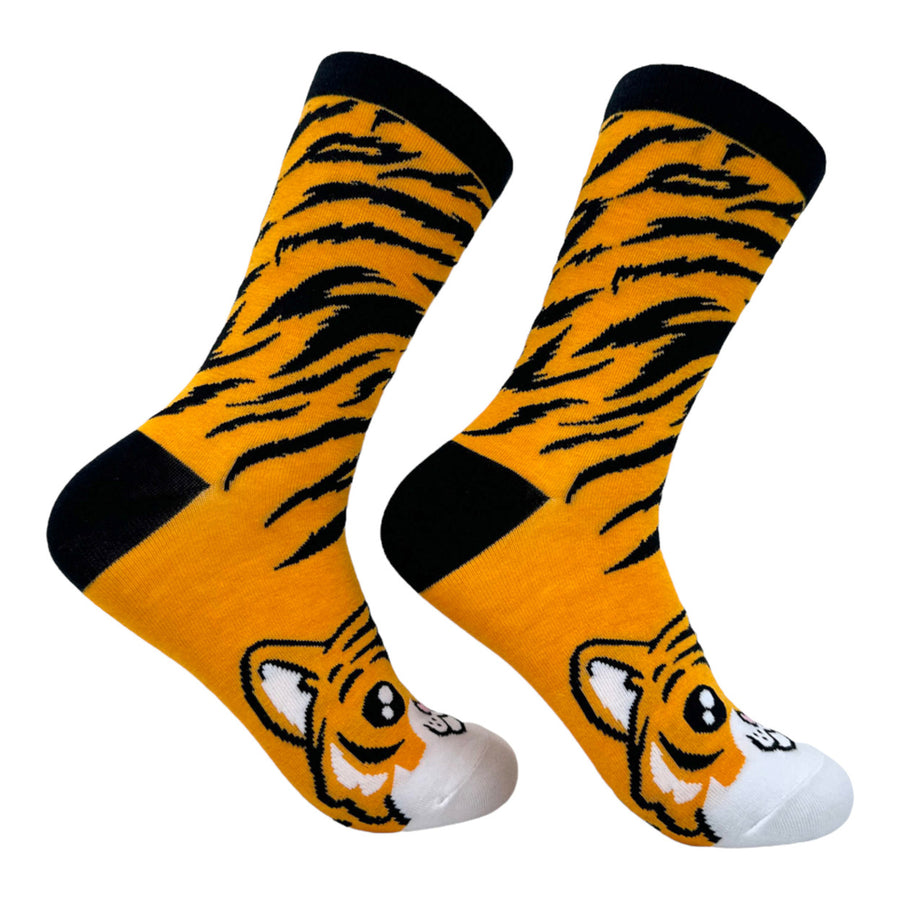 Womens Tiger Socks Funny Cute Cuddly Jungle Cat Novelty Footwear Image 1