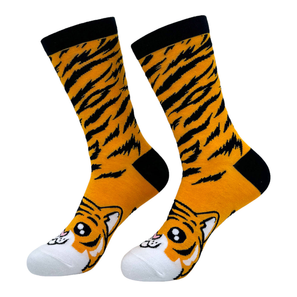 Womens Tiger Socks Funny Cute Cuddly Jungle Cat Novelty Footwear Image 2