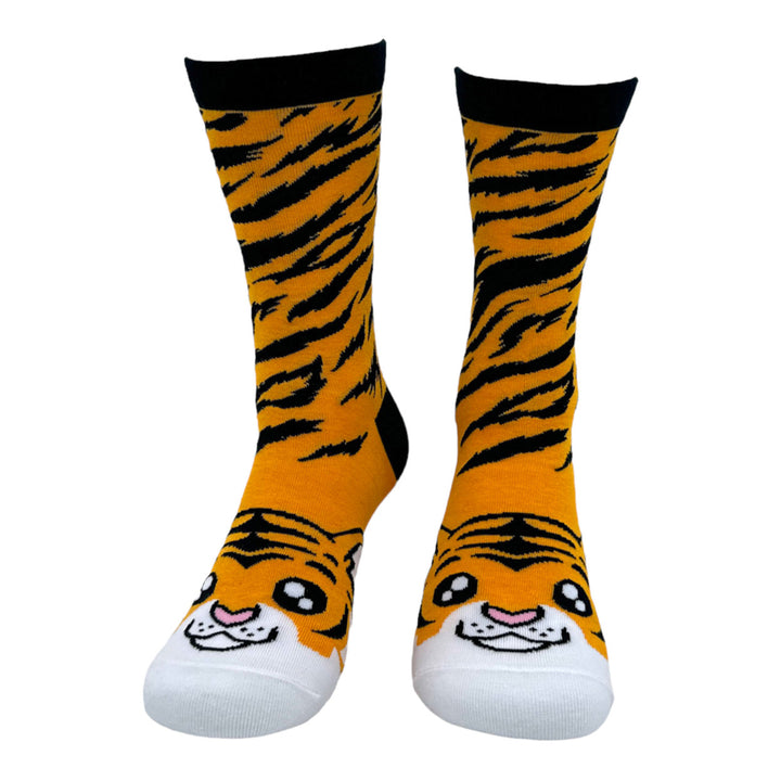 Womens Tiger Socks Funny Cute Cuddly Jungle Cat Novelty Footwear Image 4