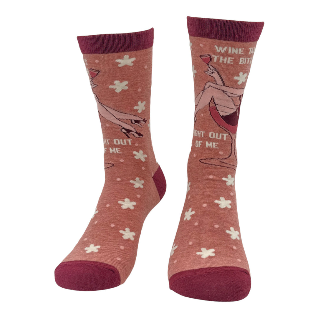 Womens Wine Takes The Bitch Right Out Of Me Socks Funny Offensive Alcohol Lovers Footwear Image 4