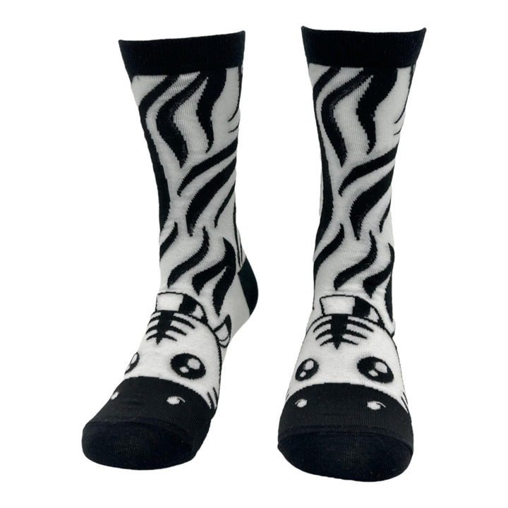 Womens Zebra Socks Funny Cute Adorable Striped Zebras Footwear Image 4