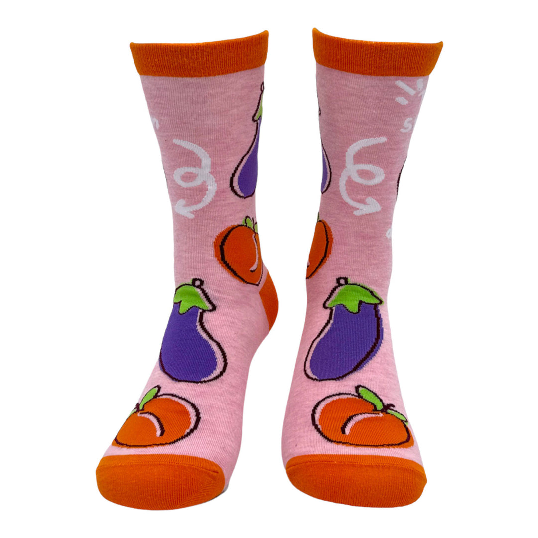 Womens These Stay On During Sex Socks Funny Silly Naughty Eggplant Peach Footwear Image 4
