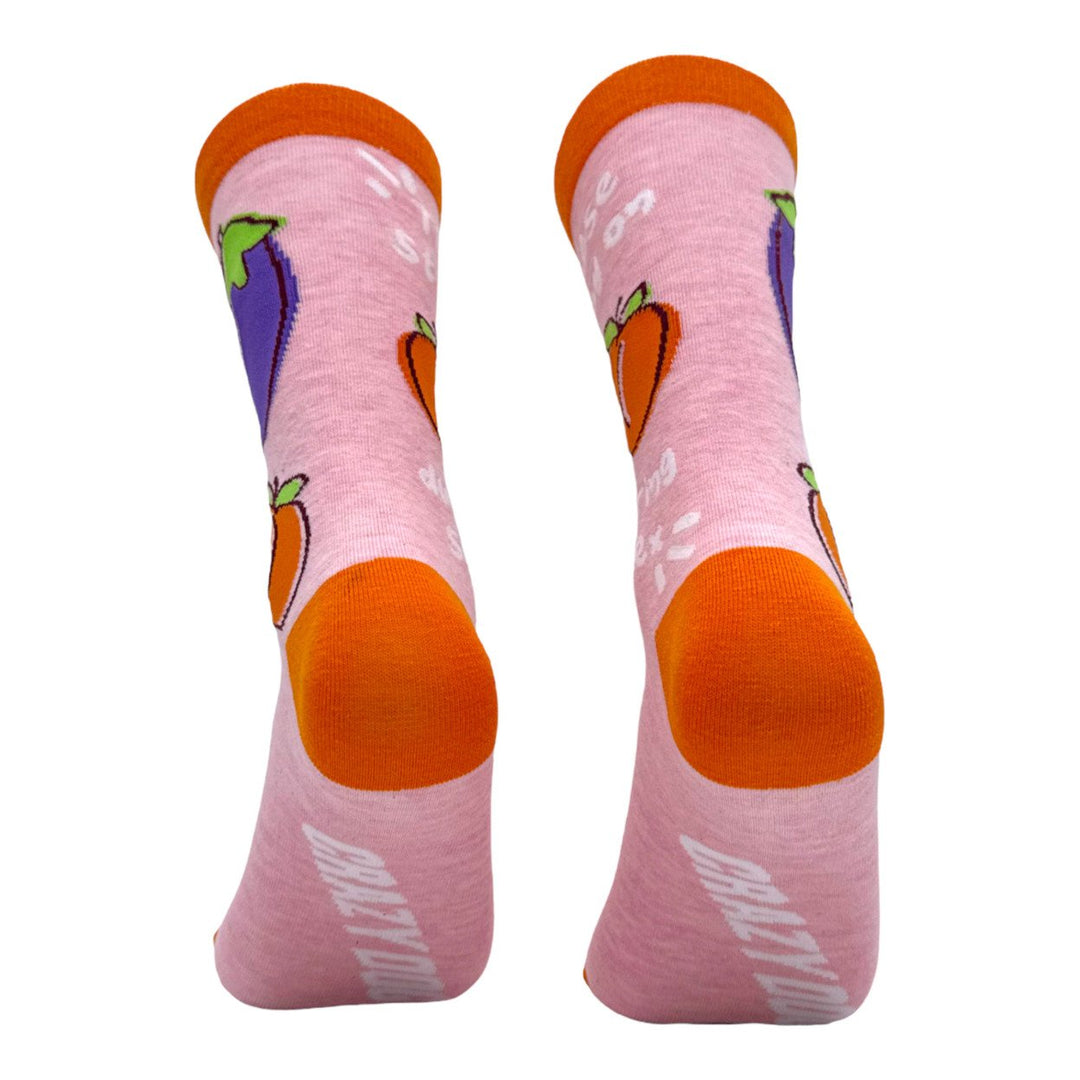 Womens These Stay On During Sex Socks Funny Silly Naughty Eggplant Peach Footwear Image 4