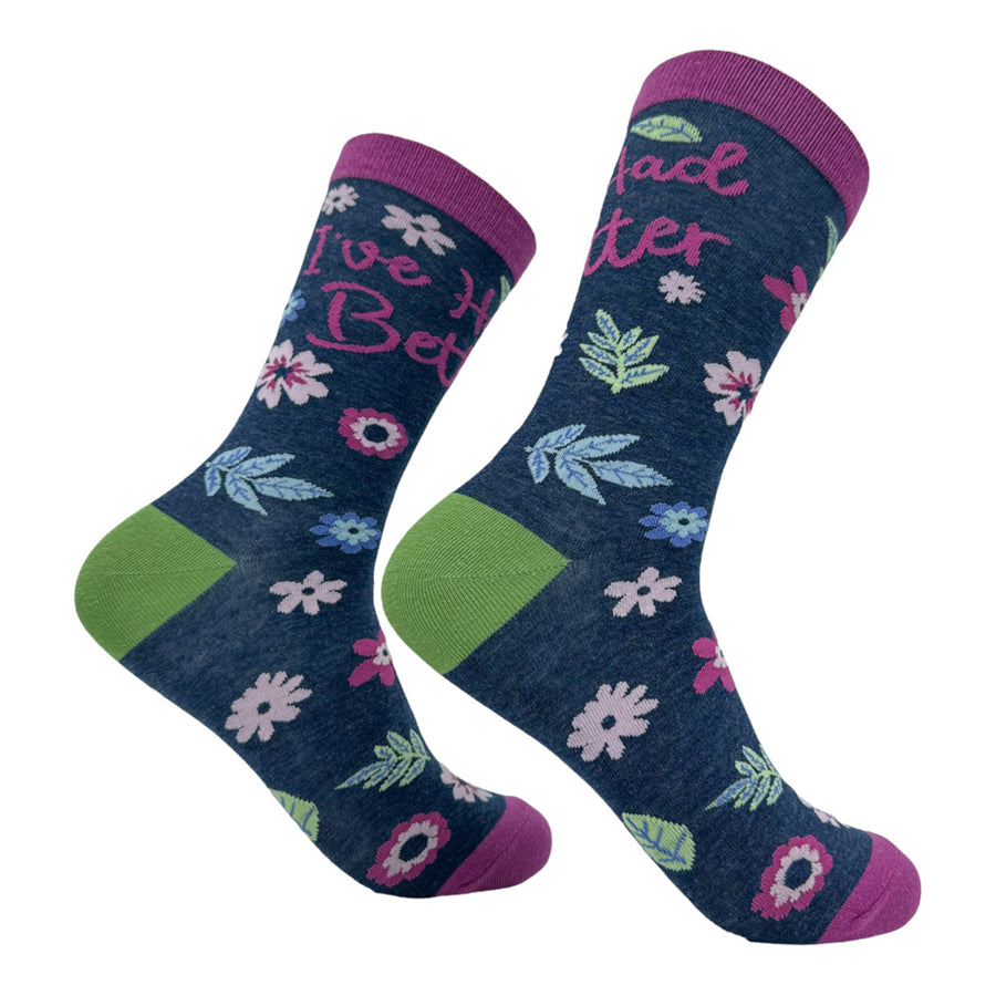 Womens Ive Had Better Socks Funny Cute Naughty Flowers Footwear Image 1