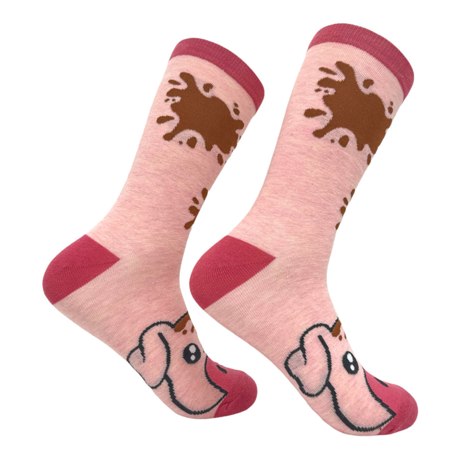 Womens Muddy Pig Socks Funny Cute Farm Animal Novelty Footwear Image 1