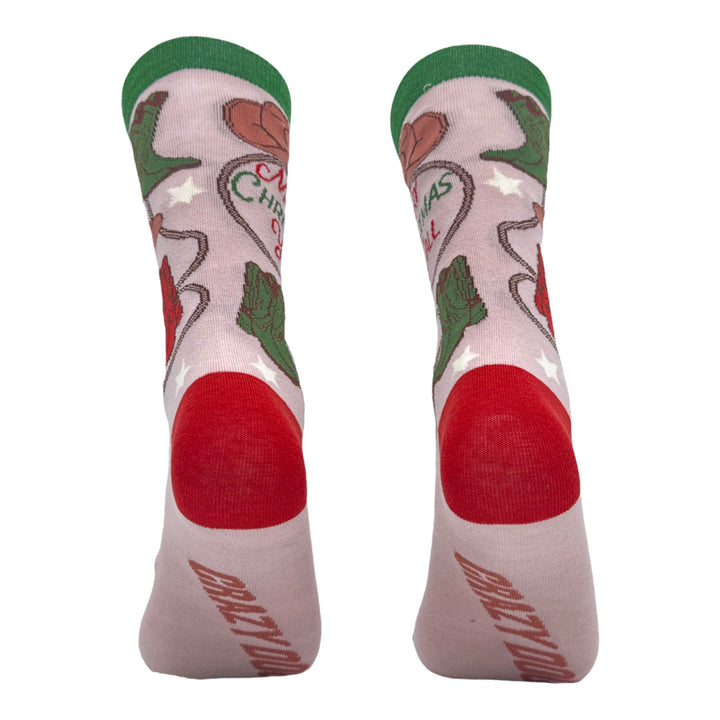 Womens Merry Christmas Yall Socks Funny Xmas Cowboy Boots Footwear Image 4