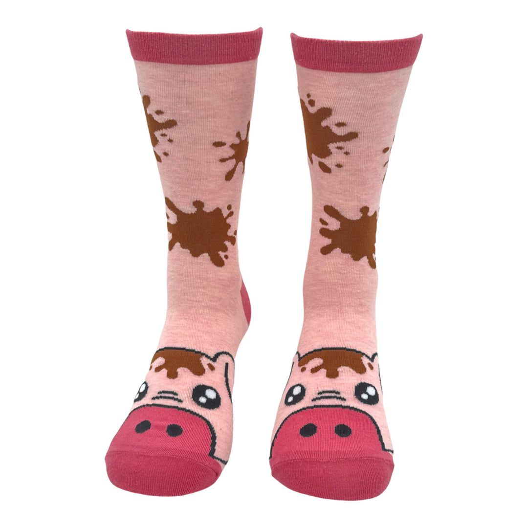 Womens Muddy Pig Socks Funny Cute Farm Animal Novelty Footwear Image 4