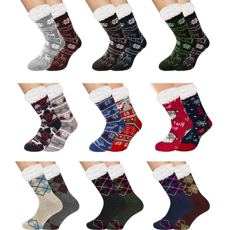 2-Pairs: Mens Soft Cozy Sherpa Lined Warm Winter Socks Image 1