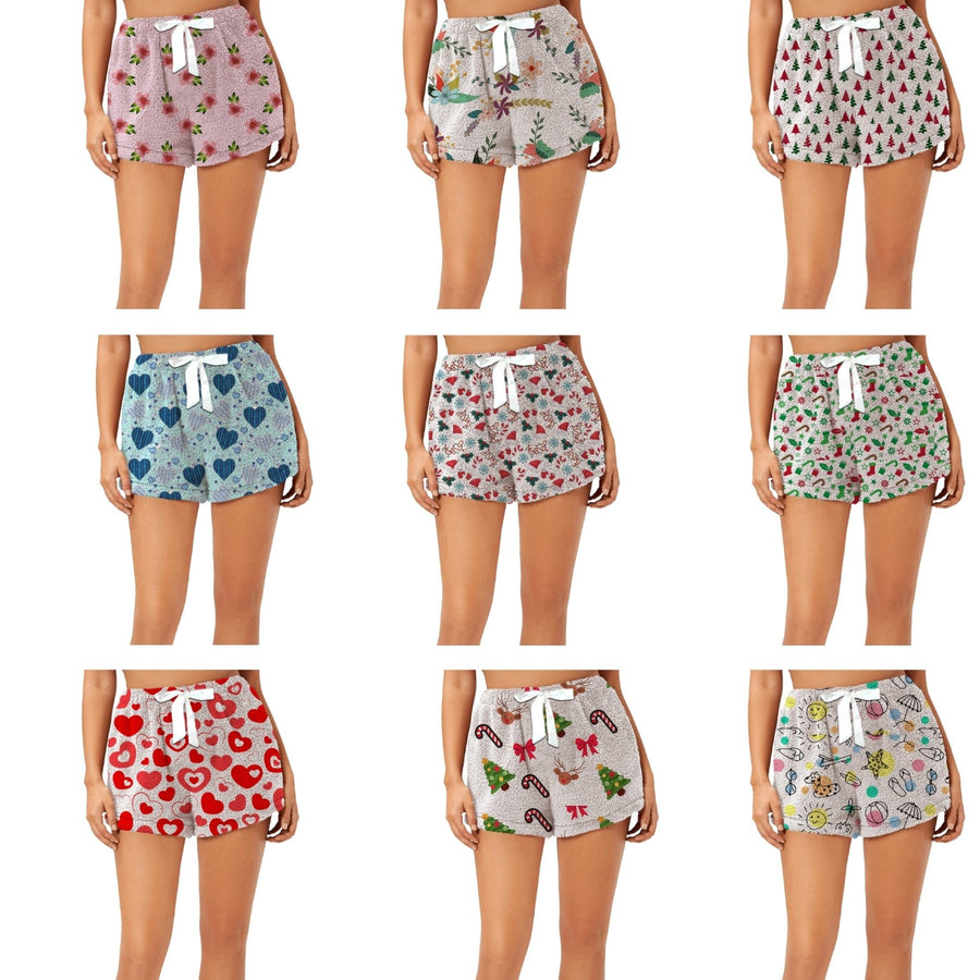 3-Pack: Womens Super Soft Micro Fleece Ultra Plush Printed Pajama Shorts Image 1