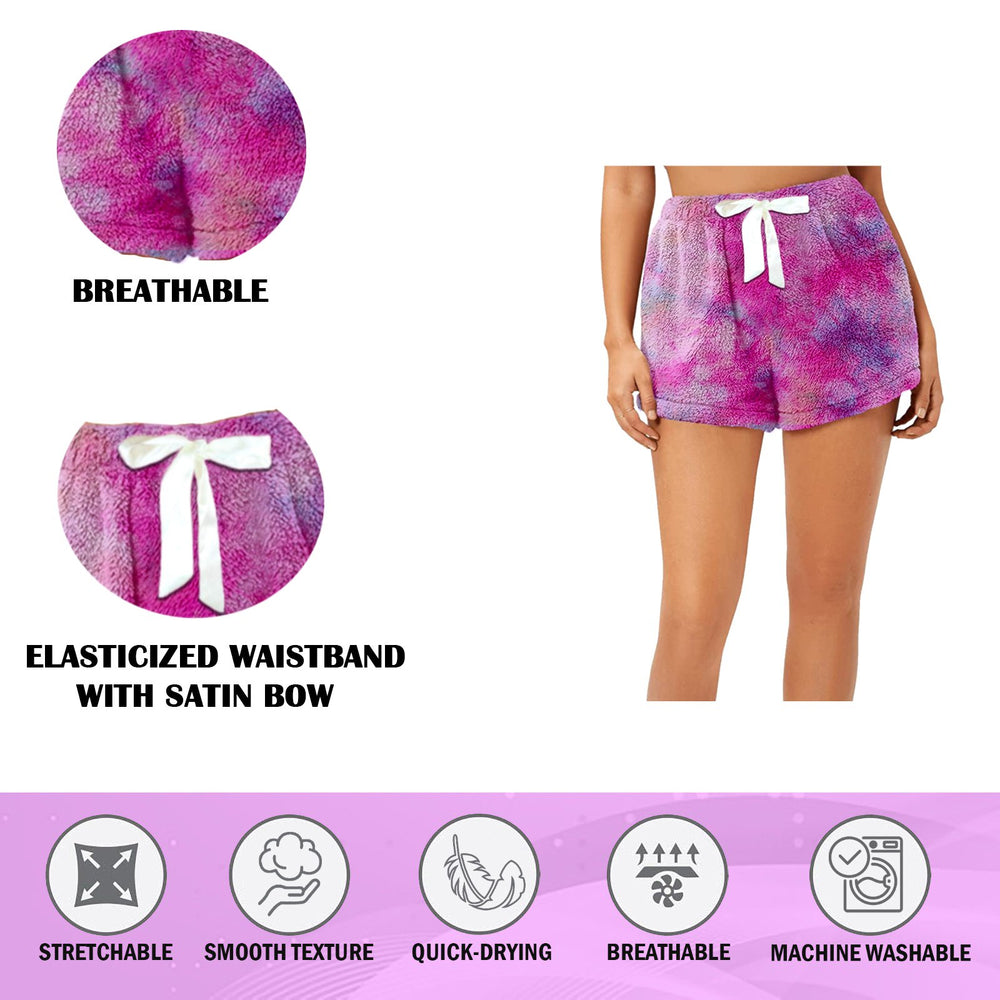 3-Pack: Womens Super Soft Micro Fleece Ultra Plush Printed Pajama Shorts Image 2