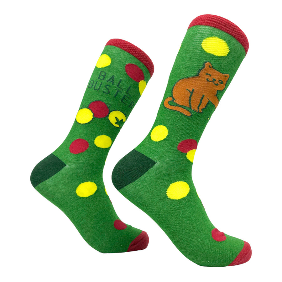 Mens Ball Buster Socks Funny Naughty Mischievous Cat Footwear Image 1