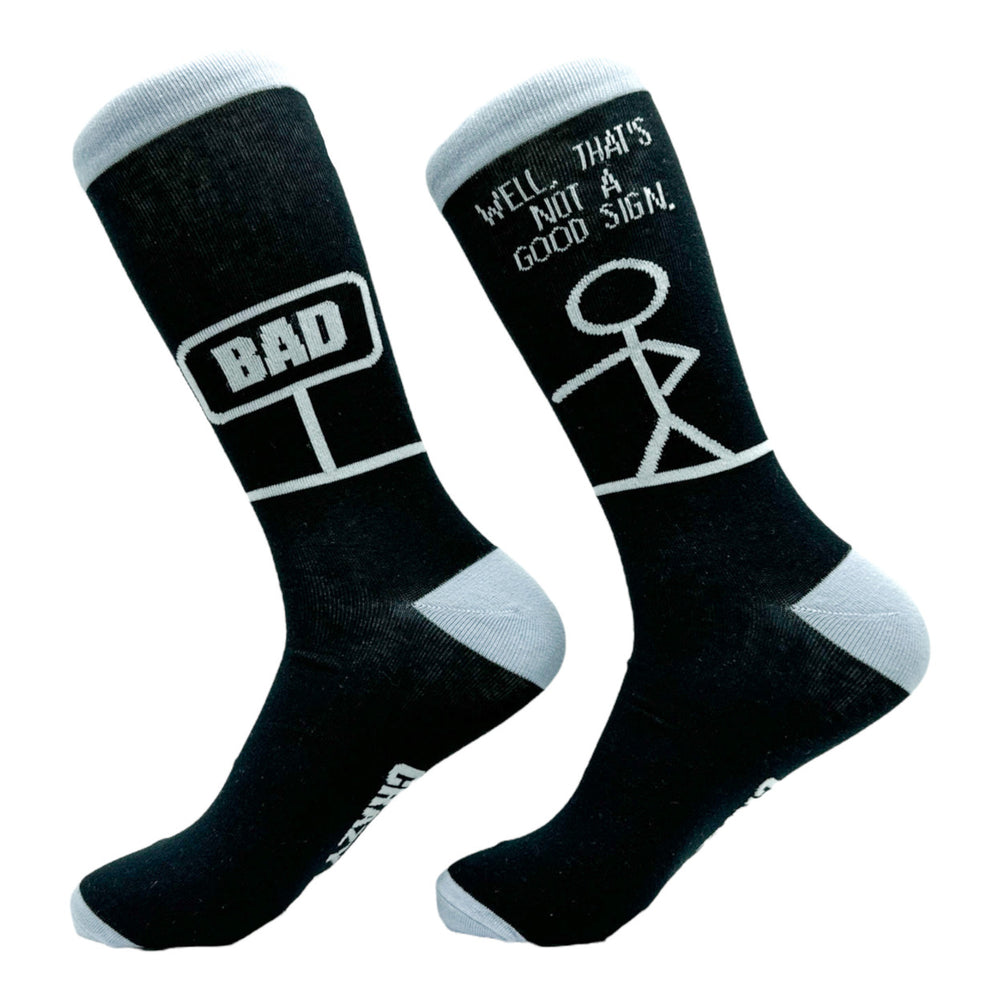Mens Bad Sign Socks Funny Sarcastic Stick Figure Dad Joke Footwear Image 2