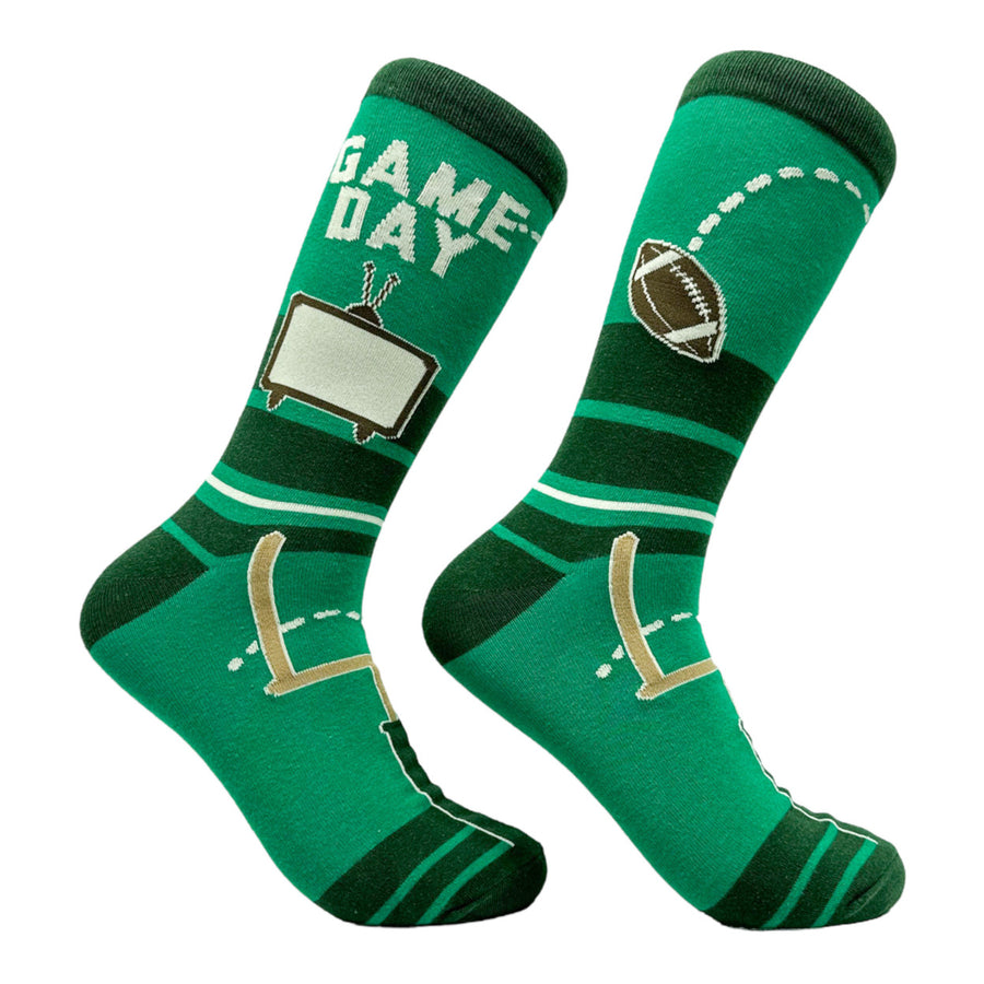Mens Game Day Socks Funny Football Games Touchdown Footwear Image 1